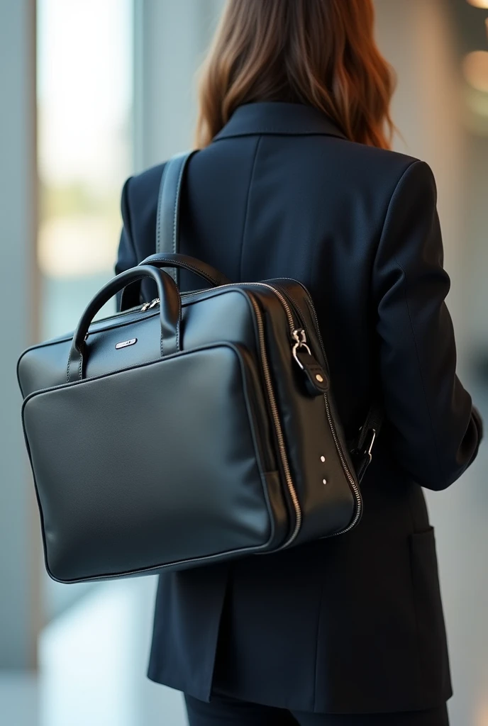 Make a smart office bag with water-resistant feature, has built-in powerbank, multiple compartments and has adhesive trackers, and small sensors.