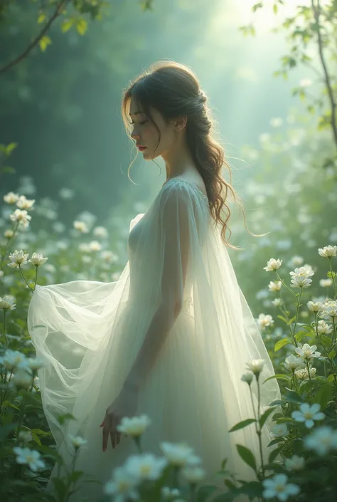 Jasmine Ghost, a sweet young woman in a jasmine field.