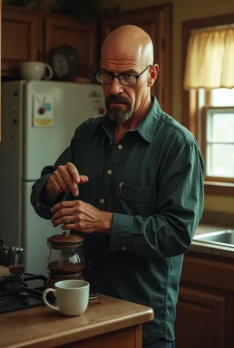 Walter White makes coffee