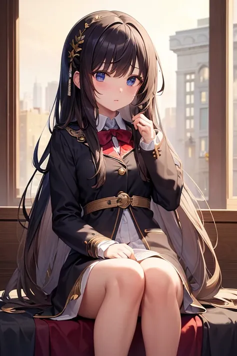 One person, masterpiece, Highest quality, 8k, Detailed skin texture, Detailed cloth texture, Beautifully detailed face, cute　Long hair　Visually appealing　High resolution　Elegance Anime Style　Worried　university student
