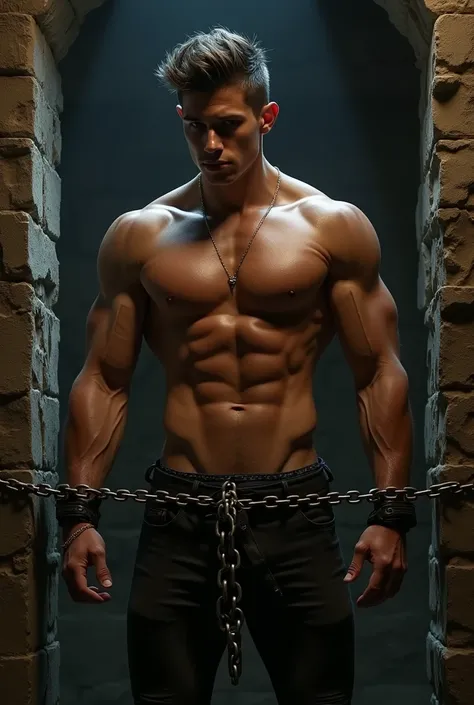 Aguapo boy 2 tall , handsome sexy with a strong body chained In the middle of a cell covered for yet another erotic book you have it seems intimidating 