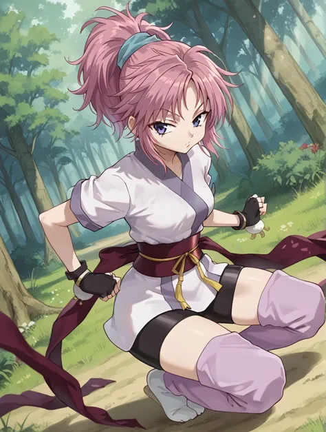 score_9,score_8_up,score_7_up,score_6_up,source_anime,dutch angle,1girl,medium breasts,machi01, blue eyes, ponytail, pink hair, ...