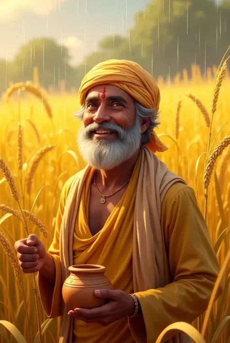 Alauddin, a poor man of the village, used to farm all day tending to the golden paddy field.  He never had enough wealth, but he was always cheerful.  His only consolation was a small earthen pot, which he used every morning for puja.  One day, when a grea...