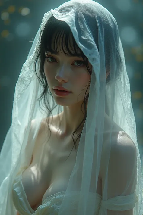 Veiled girl big bare chest