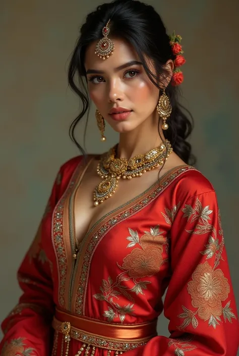 Beautifully adorned with Indian jewelry, the stunning model stands tall in an alluring chinese girls high . Her hair styled to perfection adds a touch of sexiness to the overall look. With a dynamic pose and a knee-bending leg sitting, she exudes a captiva...