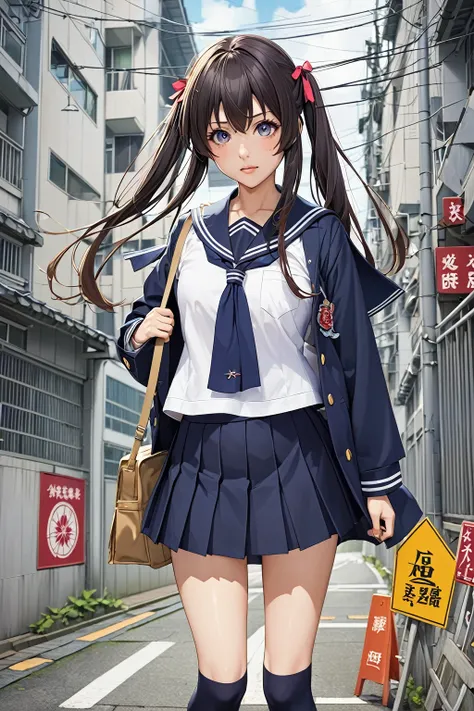 In uniform女性が写真のポーズをとっている, Japanese School Uniform, wearing Japanese School Uniform, Japanese girls uniform, seifuku, Sailor suit, Real life anime girls, Anime Girl Cosplay, Beautiful anime school girl, Wearing uniform, Kantai Collection Style, Surreal sch...