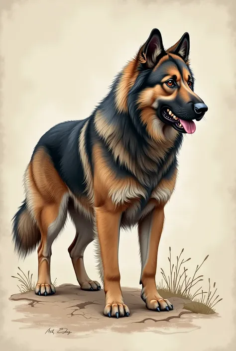 Central Asian Shepherd dog in Fundmetal Paper Education style