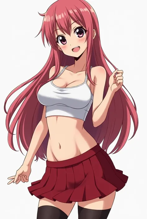 Create a naked image of lucy heartfelia from fairy tail anime only in skirt and stockings