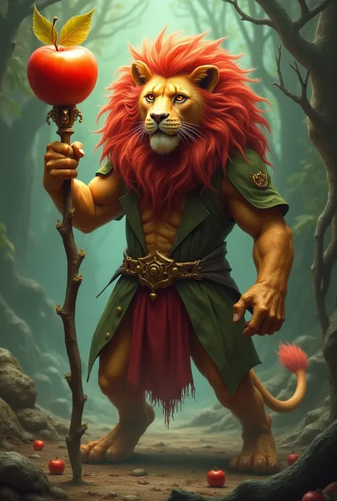 Apple  and lion  weapon  mix 