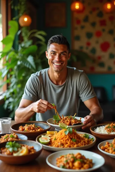 Ronaldo eating Kerala meals