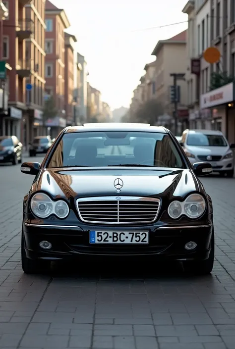 Mercedes C 230 1999 model car black Azerbaijan Salyan plate number 52-BC- 752 The first of the plate number is written as Az, it should be white. The Az written should be black. 