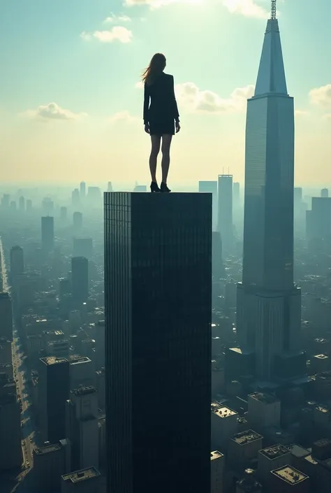 Woman on the top of the building