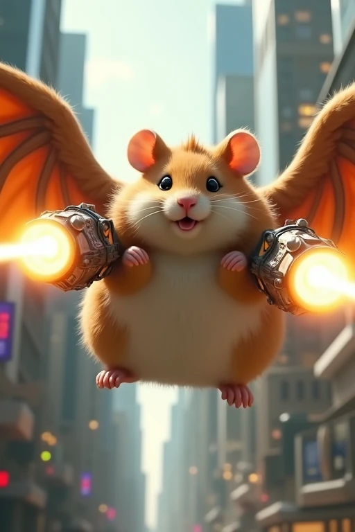 A hamster that shoots beam cannons from its large wings