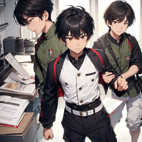 Hiro enters military school following his father&#39;s footsteps. A photo of him alone.