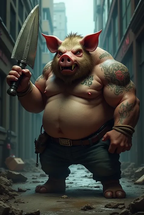 a pig Thug , weapon 