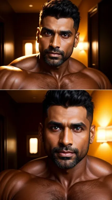 Gay couple scenes collage, Pehlwan man Indian Gurjar 40 years old man pleasing himself, big shinning eyes big lips wide jawline beautiful hunk face spiky black hairstyle, oiled body, pleasing, hd, hdr, D750F nikon, Cinematic 