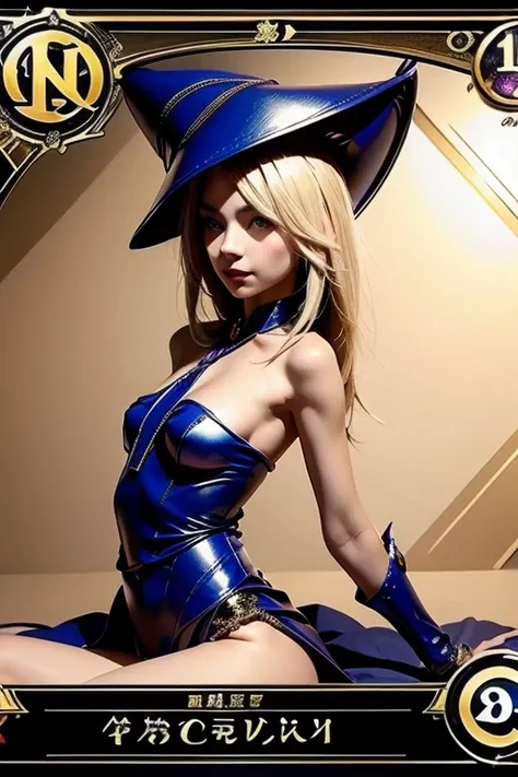 dark magician girl, naked, Skinny body, small bust, very feminine, lying down,