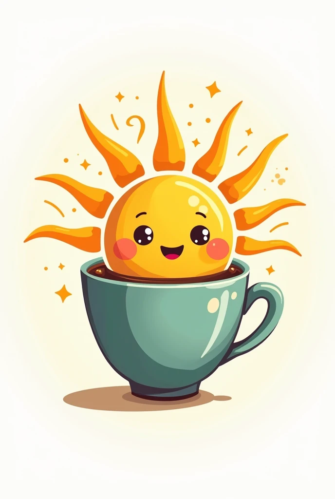 Logo of a sun coming out of a cup of coffee 