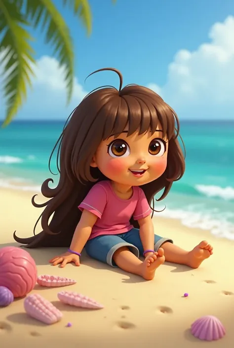 Dora the Explorer without brand new clothes on the beach