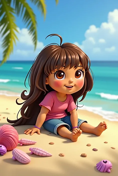 Dora the Explorer without brand new clothes on the beach