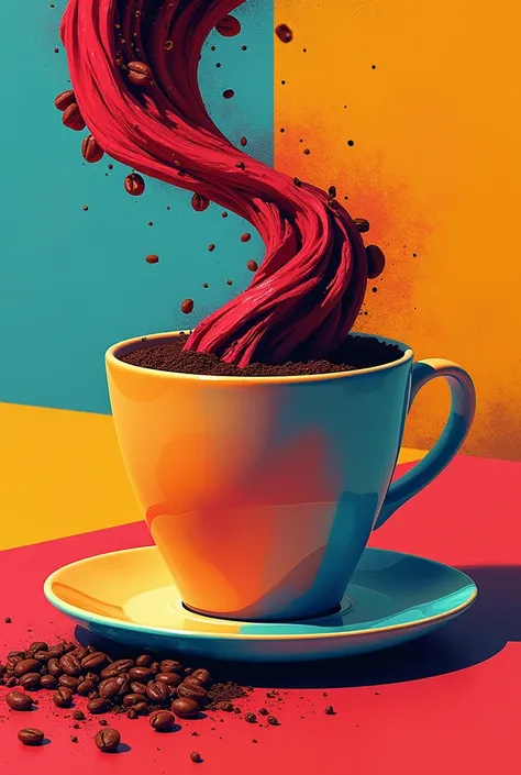 modern advertisement with the use of pop art, with coffee painting as its color