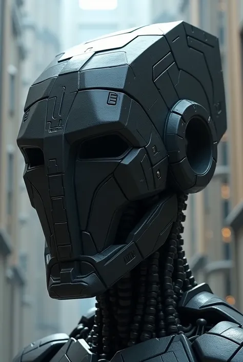 make a perfectly square black robot head, futurist , in the style of the Olmec Head, Colossal, HD, great detail, 