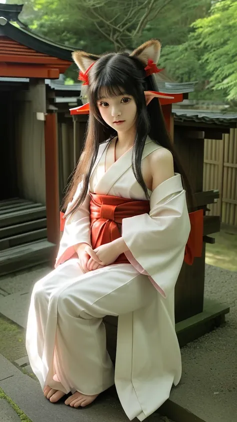 Small fox ears、One Girl, (A beauty girl, Delicate girl:1.3), (, change:1.3), break,((Shrine maiden&#39;Costumes)),(Brown fox ears) break, Definition of Very Fine Particles, (Symmetrical eyes:1.3), break, (alley, Kyoto:1.3), perfectly trimmed fingers, break...