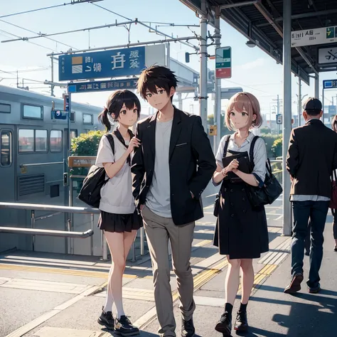 Mr. Sora and Hiro met at the train station.