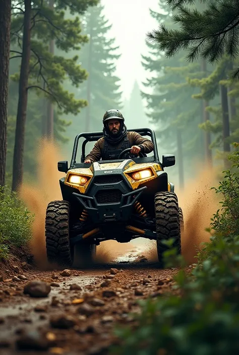 Off-road driver in forest 