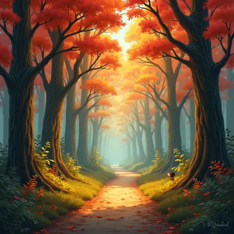 Autumn forest scenery