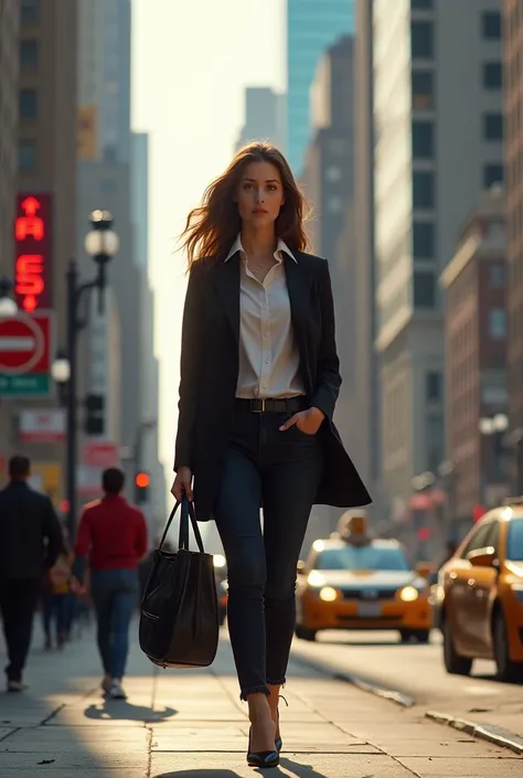 A woman carrying a bag on the streets of New York