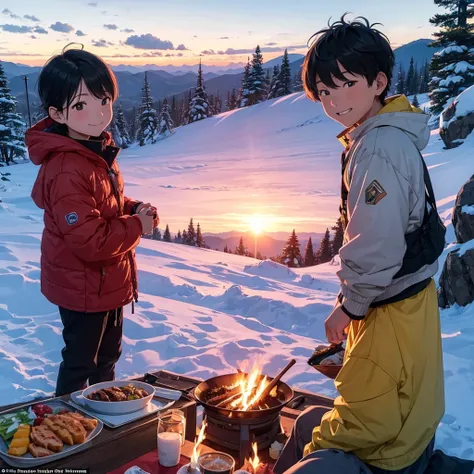 When they arrived at the mountain, Hiro was waiting there with a smile on his face. He had cooked a picnic and prepared the things they had planned to do since they were kids. The three of them sat around the campfire, watched the sunset, and talked about ...