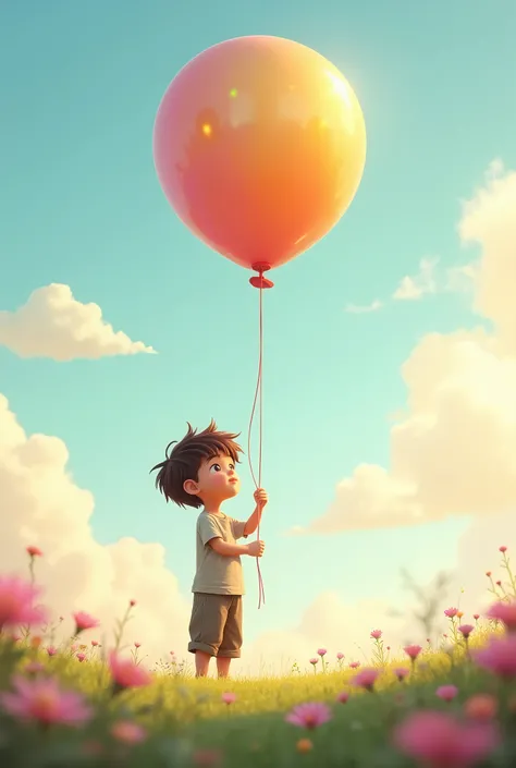 A boy with a balloon