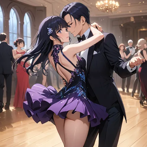 ((Highest quality)), ((masterpiece)), (detailed), （Perfect Face）、The woman is Reika Aoki with semi-long hair、A woman is dancing tango in a beautiful gorgeous tango costume