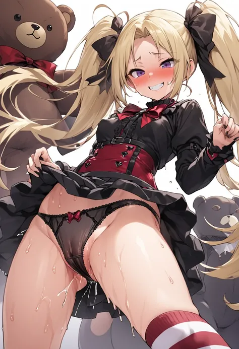 Ultra-high definition image quality、beautiful girl、High school girl 1、Twin tails、Striped knee socks、Devilish smile、Sex with a teddy bear、Gothic Fashion、blonde、Big ribbon、Gothic Taroom、a large number of stuffed animals、Highest quality,Small Ass、Small breast...