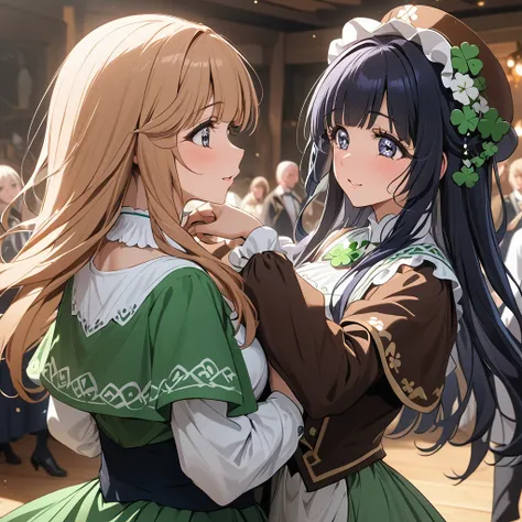 ((Highest quality)), ((masterpiece)), (detailed), （Perfect Face）、The woman is Reika Aoki with semi-long hair、A woman is dancing Irish in an Irish costume in Ireland