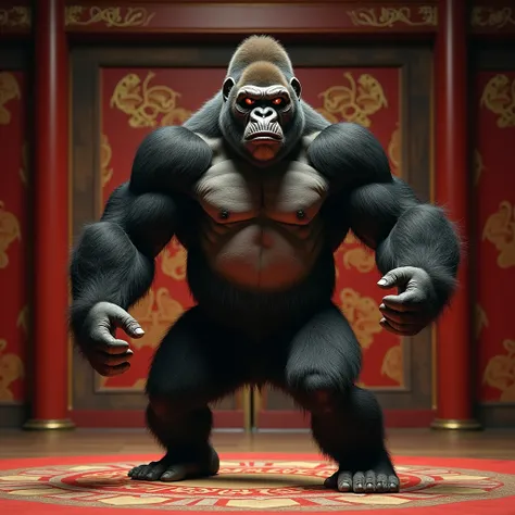 A gorilla showing off in Kabuki