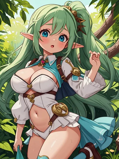 1girl, (Loli), cute, beautiful, sexy, curvy, (skimpy outfit), elf, unique, masterpiece, good-quality, good graphics