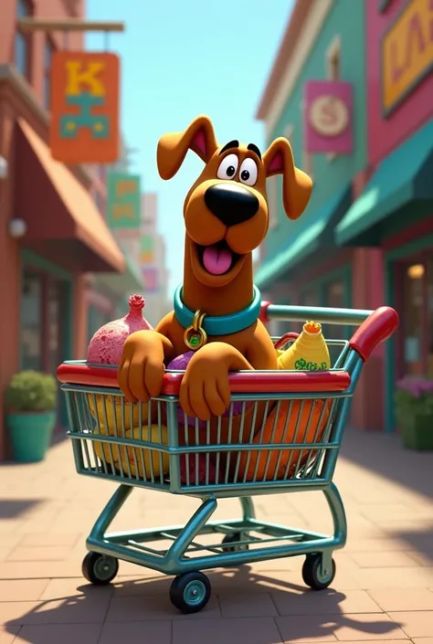 Scooby doo in a shopping cart