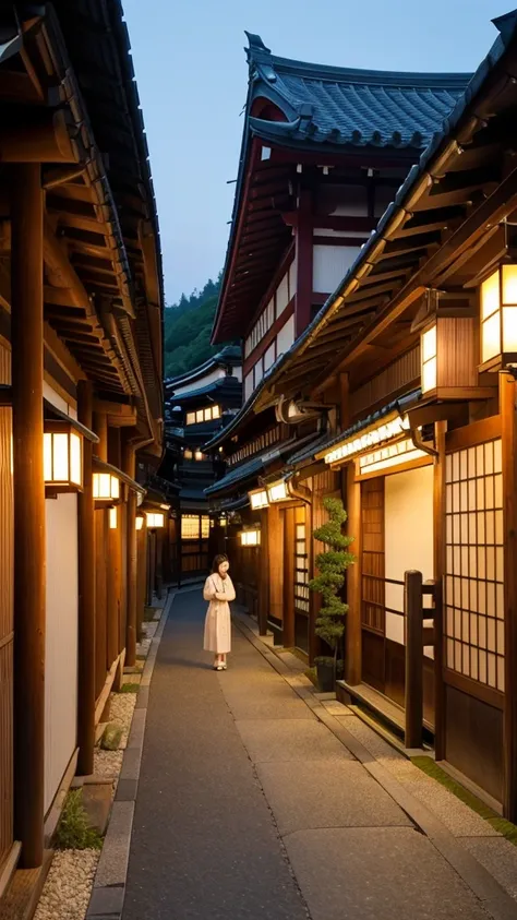 Japan　summer　evening　More fantastic　unmanned　Kyoto　Lots of nature　Long-distance image　Portrait image