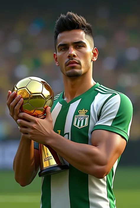 Make a player that looks like Vitor Roque with the Betis shirt and the Golden Ball 