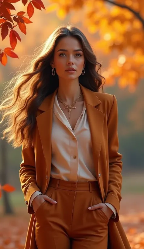 beautiful woman in stylish outfit for autumn