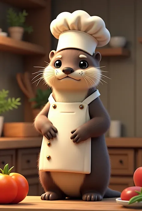 Otter　cute　round　chef