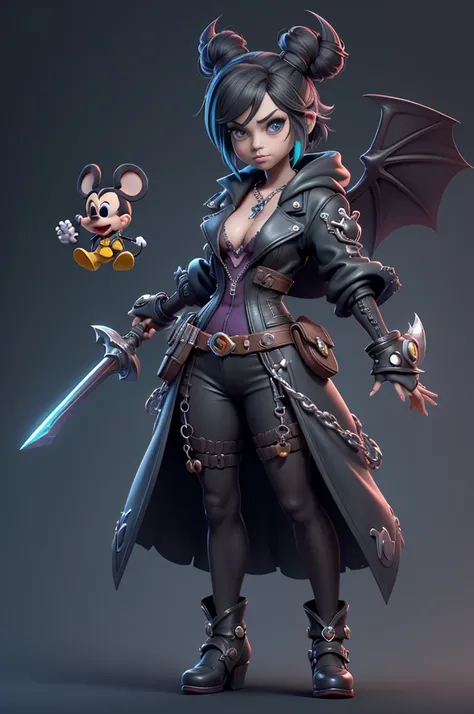 monstros estilos kingdom hearts, baseados em animais,3d style, shadown monster, demons, darkness monster, rayman legends, mickey mouse character style, girl and body, kingdom hearts, malhas leves e quentinhas, cores quentes e alegres, portando espada magic...