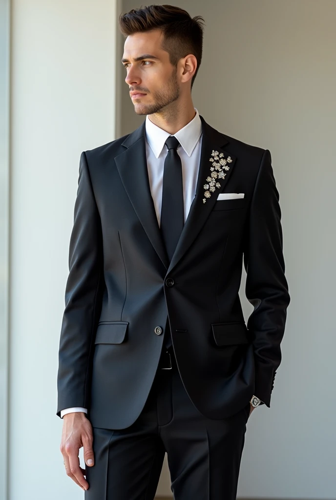 Standard suit with rhinestones only in some parts 