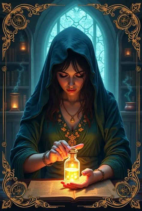 A fantasy potions book cover that evokes a sense of enchantment and magical world