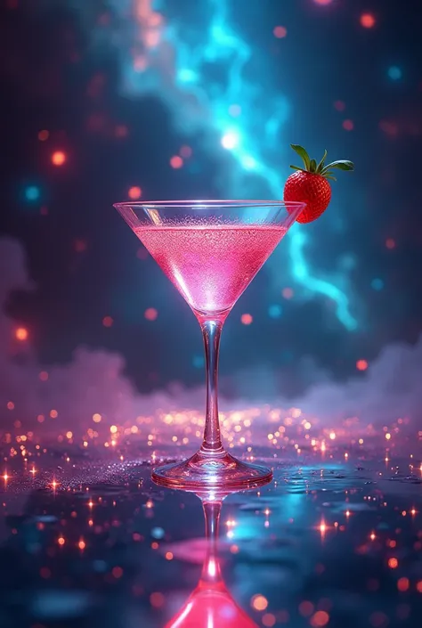 Inspired by Cuphead、Martini glass background combined with animated galaxy 、16K, Ultra-high resolution, Ultra-high resolution, to be born,wonderful ,future、Iridescent、The world 30 years from now