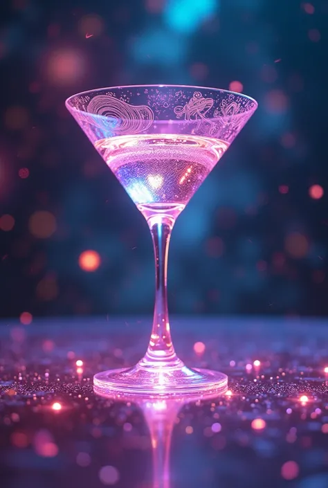 Inspired by Cuphead、Martini glass background combined with animated galaxy 、16K, Ultra-high resolution, Ultra-high resolution, to be born,wonderful ,future、Iridescent、The world 30 years from now