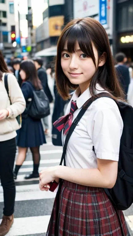 Japanese high school girl、Shibuya Scramble Crossing