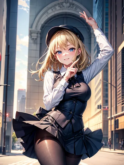 Anime style, super fine illustration, highly detailed, beautiful detailed, perfect detailed, super high quality image, static representation, gentle expression, happy expression, the pretty image, 8k, pretty 1girl with blonde straight short hair & blue eye...